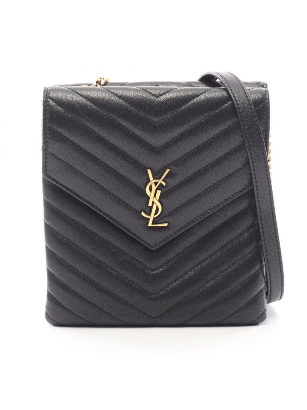 Saint Laurent Paris Shoulder Bag YSL Logo Black Leather Cassandra Chain
